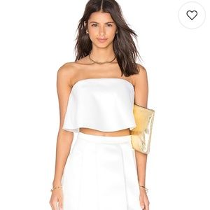 Lovers + Friends White Strapless Crop Top